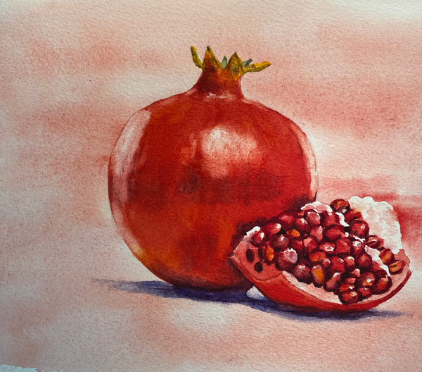 Original Armenian Watercolour popular Pomegranate Print, Watercolour Cosmic Pomegranates, Original Art Print, Pomegranate Art, Cosmic Print